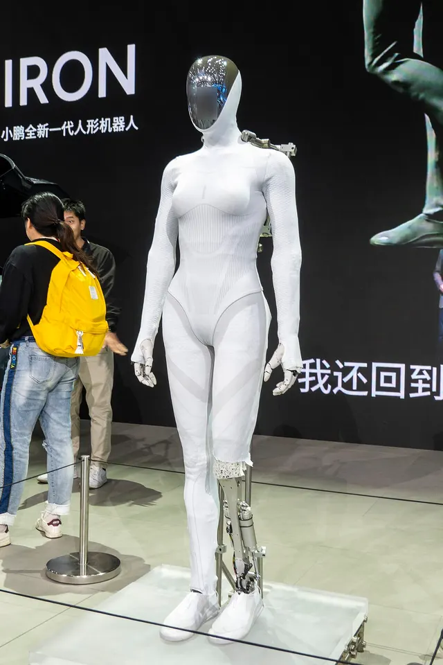 Xpeng's Iron humanoid robot on display at the 2025 Guangzhou Auto Show
